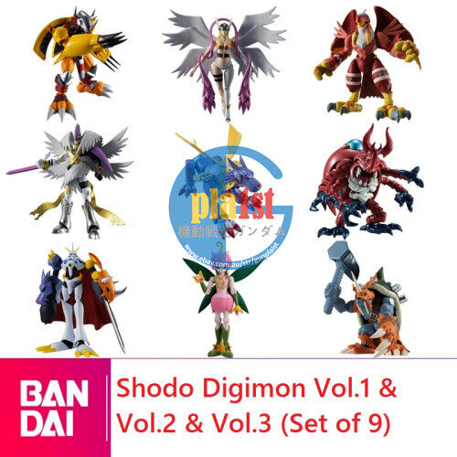 BrandNew Bandai Shodo Shokugan Digimon Vol.1 & Vol.2 & Vol.3 (Set of 9 no stand)