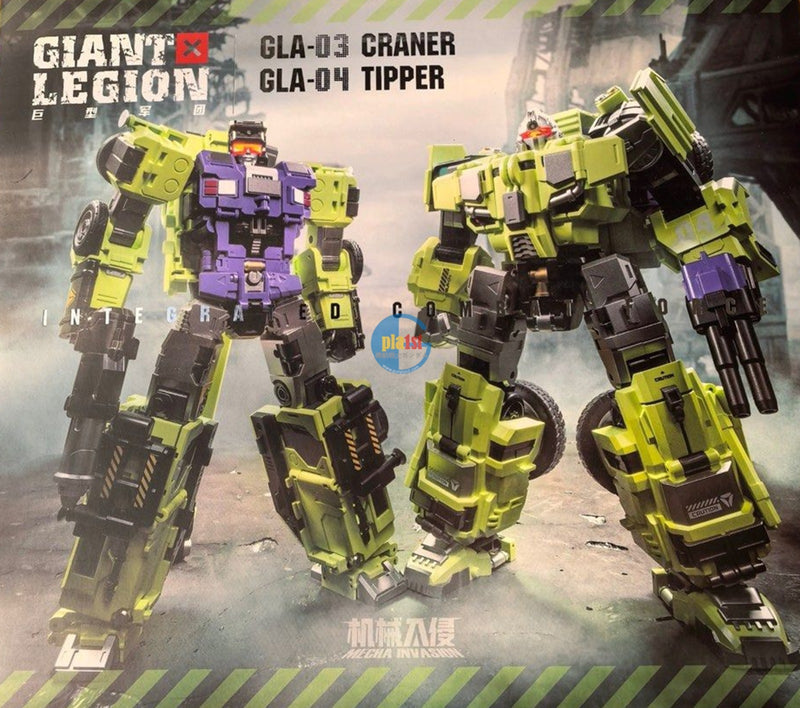Brand New Mecha Invasion GLA03 & GLA04 Craner and Tipper (Set of 2) Transforming
