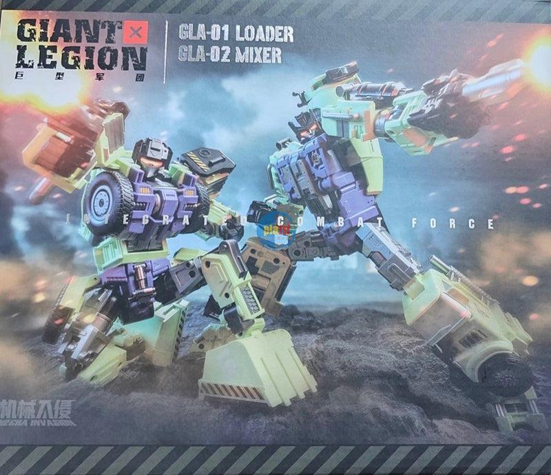 Brand New Mecha Invasion GLA01 & GLA02 Loader and Mixer (Set of 2) Transforming