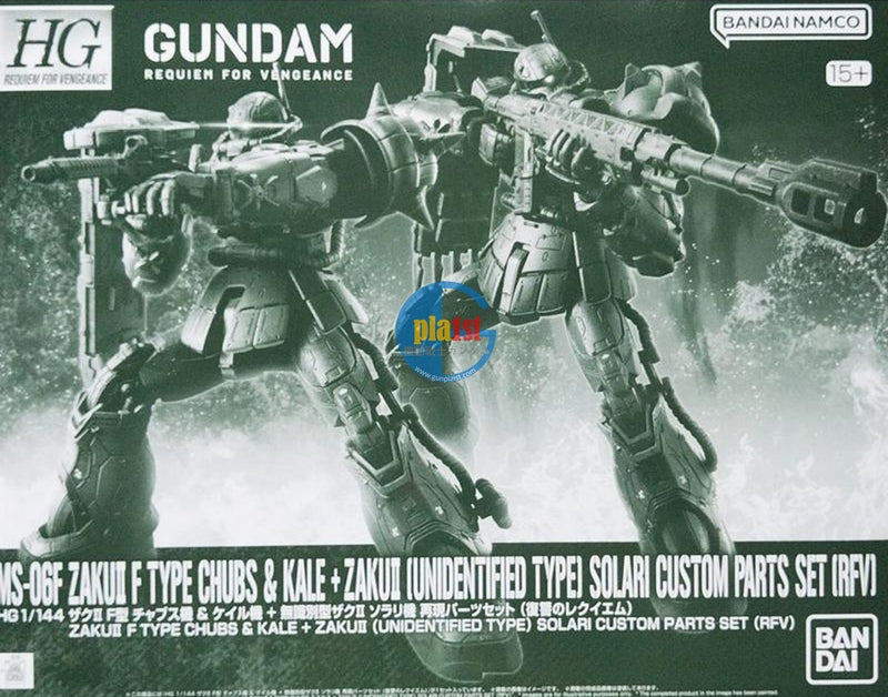 P-BANDAI HG 1/144 ZAKU II F TYPE CHUBS & KALE + ZAKU II SOLARI CUSTOM PARTS RFV